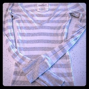 Abercrombie & Fitch White and Grey Striped Shirt